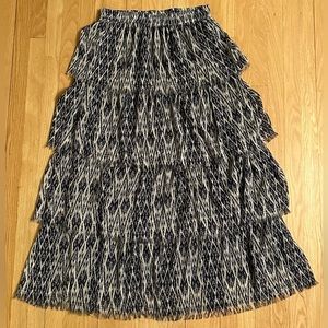 Maxi Skirt, Rancho Estancia, Tiered, Blue/White, Western, Size L